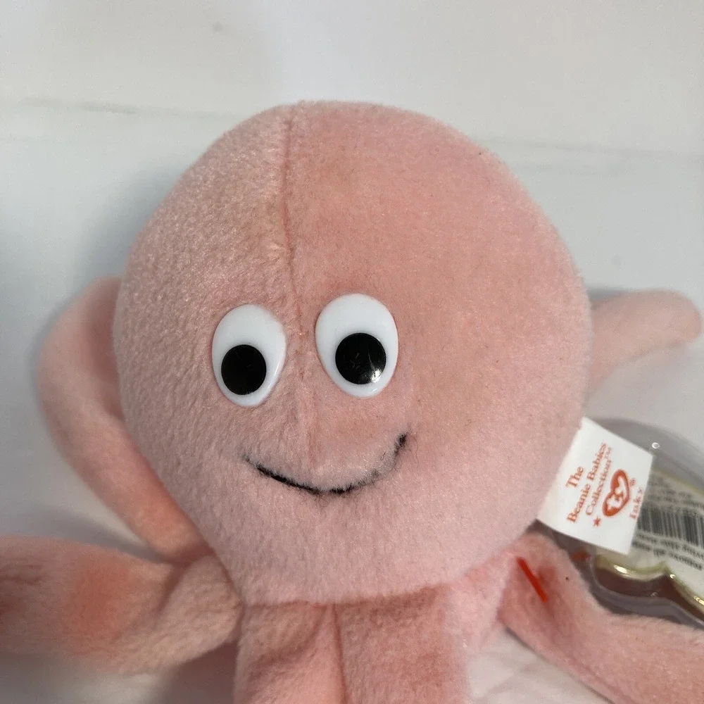 Ty‎ Beanie Babies Inky Octopus & Teenie Pinchers Lobster Pink Red Plush Set of 2